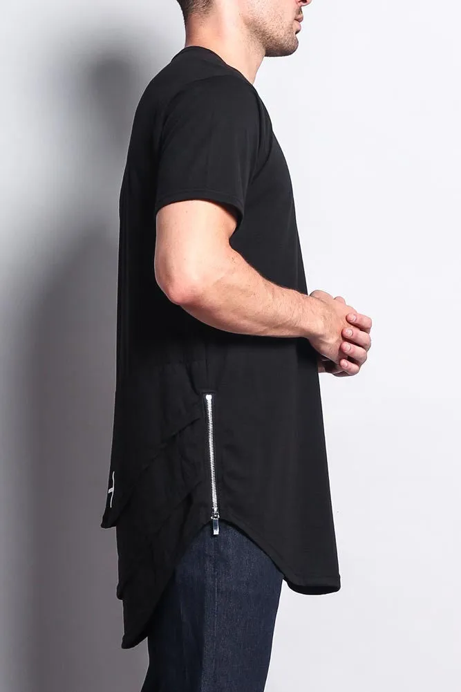 Triple Stacked Plus Long Length Curved Hem T-Shirt