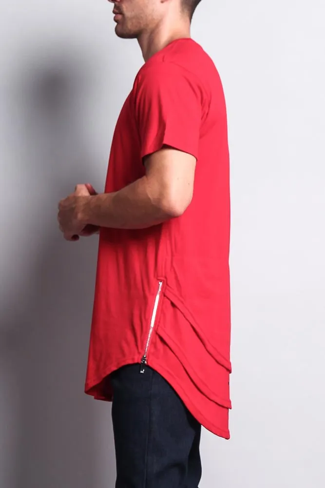 Triple Stacked Plus Long Length Curved Hem T-Shirt