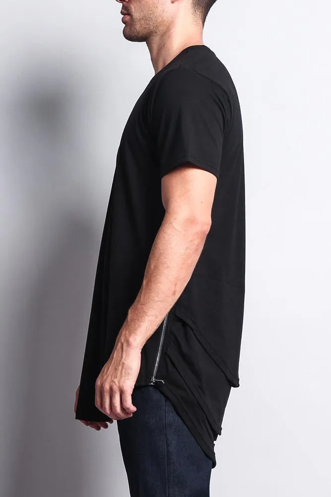 Triple Stacked Plus Long Length Curved Hem T-Shirt