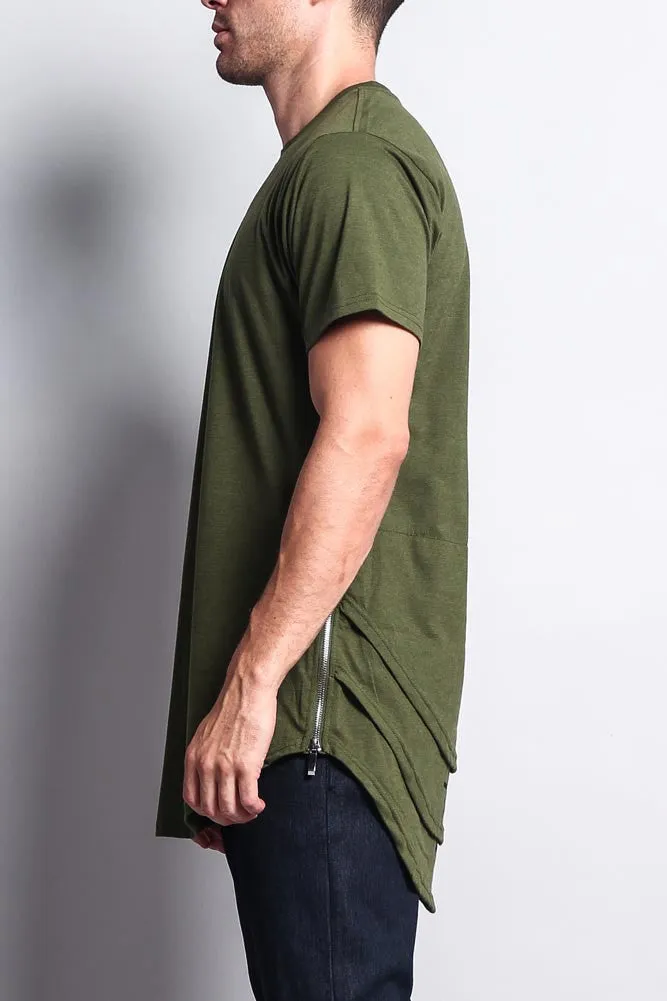 Triple Stacked Plus Long Length Curved Hem T-Shirt