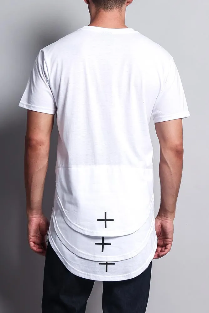 Triple Stacked Plus Long Length Curved Hem T-Shirt