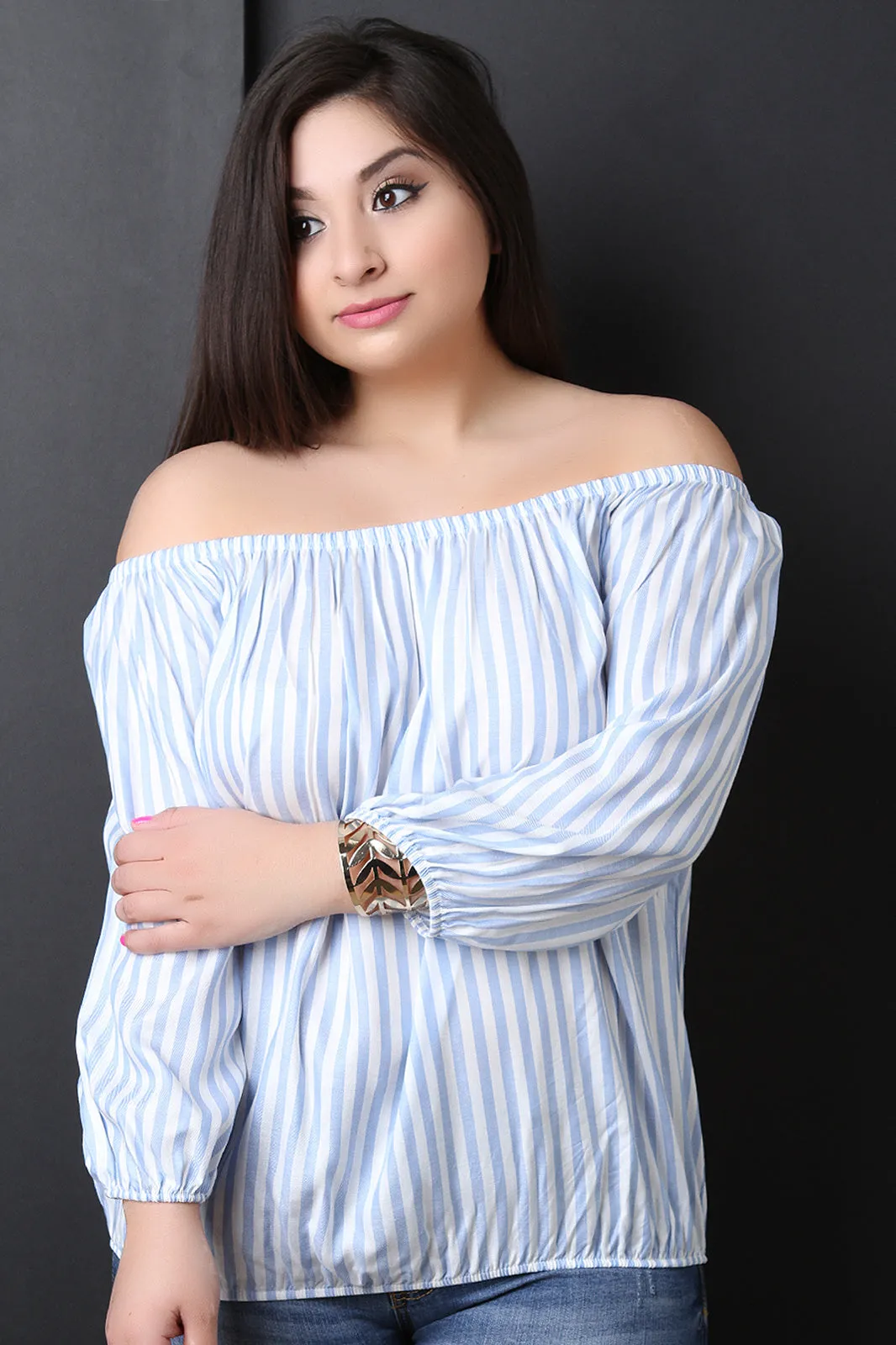 Vertical Stripes Bardot Top