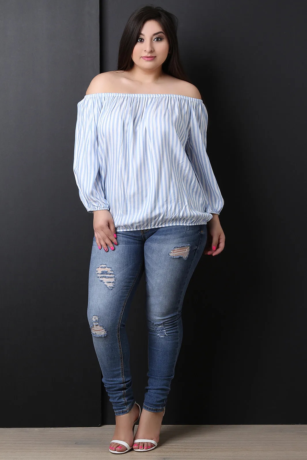 Vertical Stripes Bardot Top