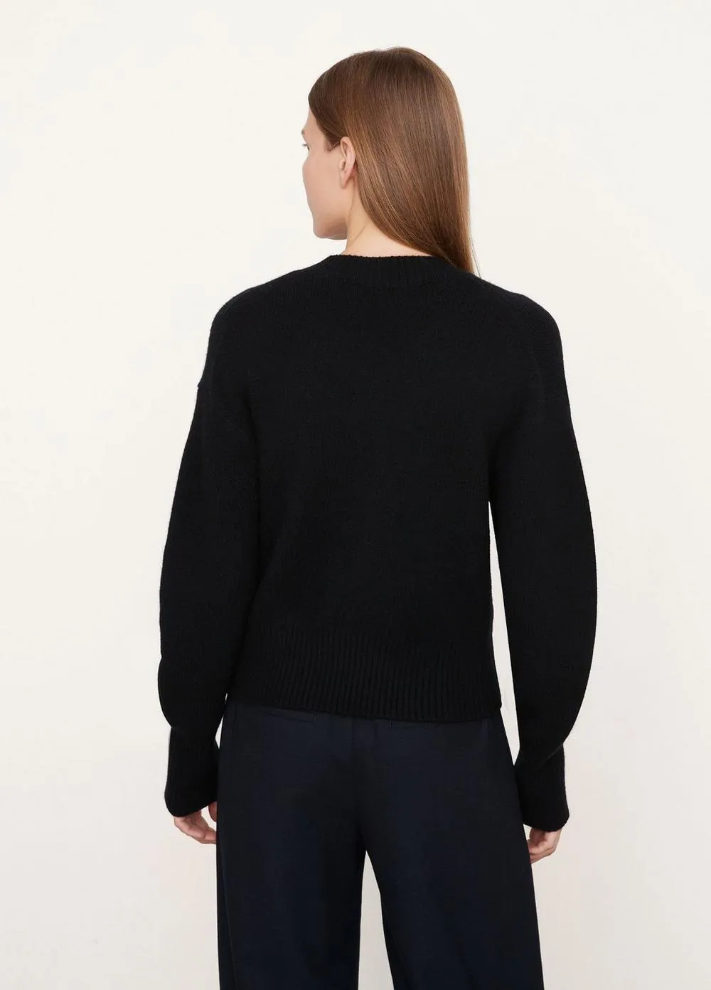 Wide Sleeve Crew Neck Sweater in Black