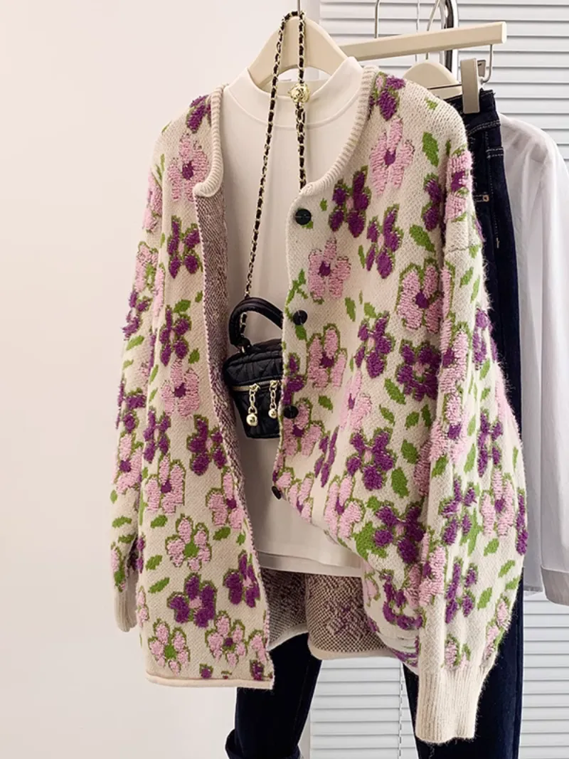 Women's Stylish Wear Plants & Flowers Pattern Cardigans