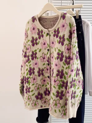 Women's Stylish Wear Plants & Flowers Pattern Cardigans