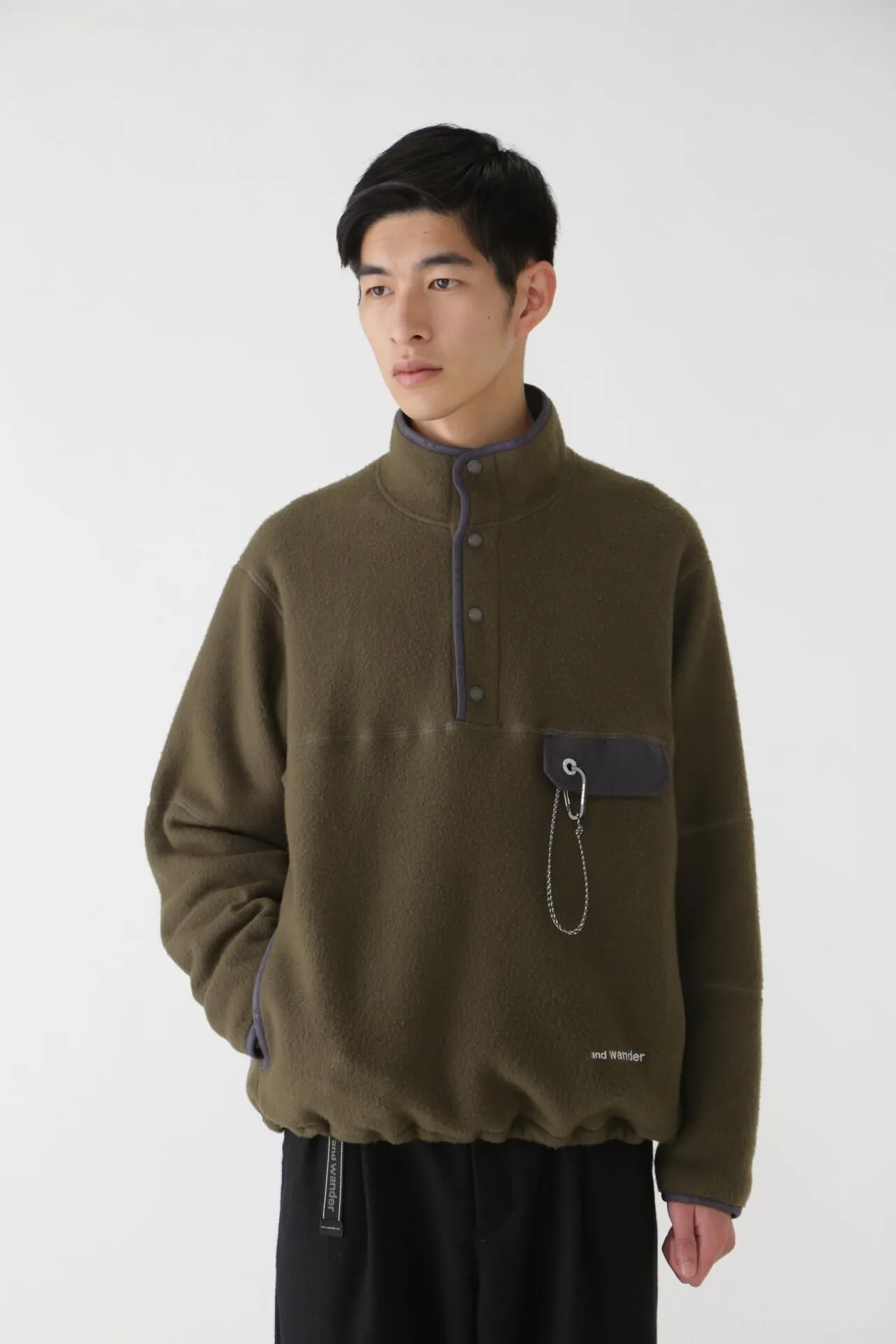 wool fleece pullover - khaki